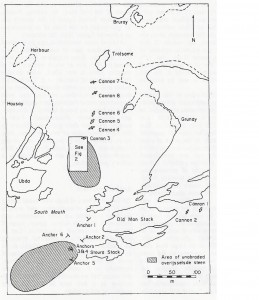 1971 site plan of the Kennemerland by K. Muckelroy & R. Price, published in the International Journal of Nautical Archaeology.