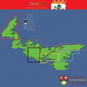 The main menu of the CLIVE interface showing all of Prince Edward Island.