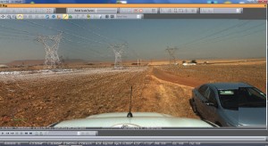A screenshot from their  processing and imaging suite shows the view of power lines as “seen” by the mobile mapping system.