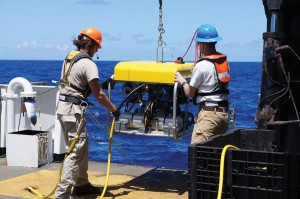 NOAA and UNCW scientists  deploy SubAtlantic Mohawk  18 ROV from the NOAA ship Nancy Foster. 