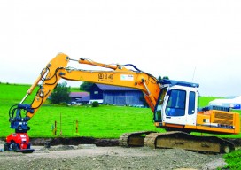 A Liebherr excavator equipped with MOBA assisted guidance.