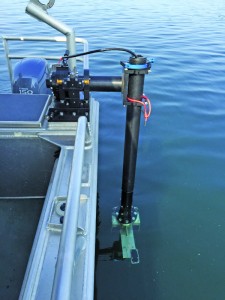 The port side mount with a Simple MEMs sensor attached to the sonar bracket during initial testing.