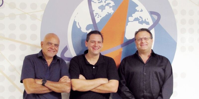 Interviewed during our visit to Hemisphere GNSS's headquarters, left to right: Jos Briceo, senior VP of business development; Rodrigo Leandro, senior director of engineering, and Randy Noland, VP, global sales and marketing.