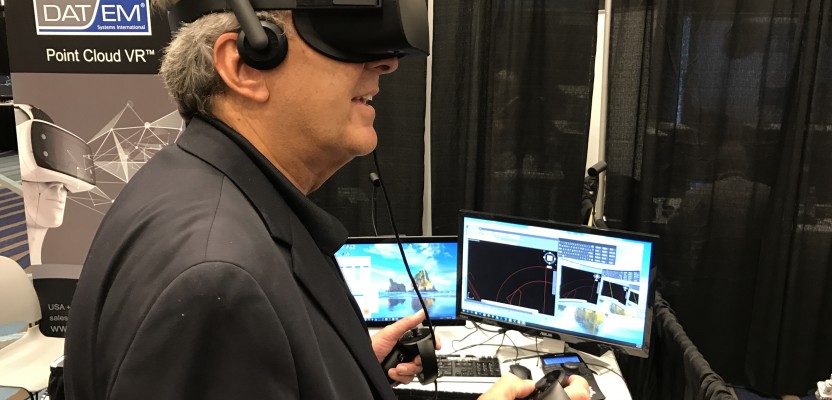 Geoff Jacobs tries out DAT/EM's VR tool at SPAR 2017