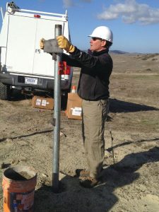 Glen Mattioli helps build a new GNSS station on Camp Pendleton in California as part of the expansion of the Edison SONGS