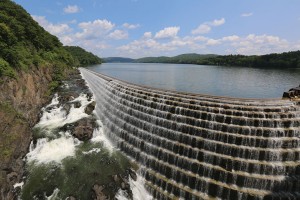The Cannonsville Dam in Delaware County  is the westernmost of New York City’s reservoirs and the most recently constructed, in 1964. Credit: New York City Department of Environmental Protection.