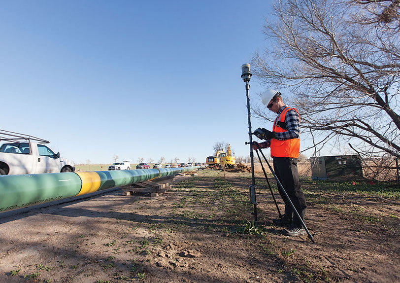 Using an imaging rover combined with GNSS, a surveyor captures location and panoramic images in seconds, including information written on the pipe to document welding and construction activities.