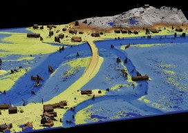 Simulated flood conditions created using the terrain model and the software, Quick Terrain Modeler.