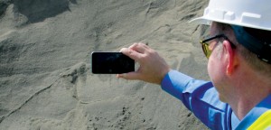 URC Ventures CEO David Boardman demonstrates a stockpile geometry capture. The ~3,000-cubic-yard pile was imaged in ~three minutes, using only his iPhone and two safety cones placed 25 feet apart to establish scale.