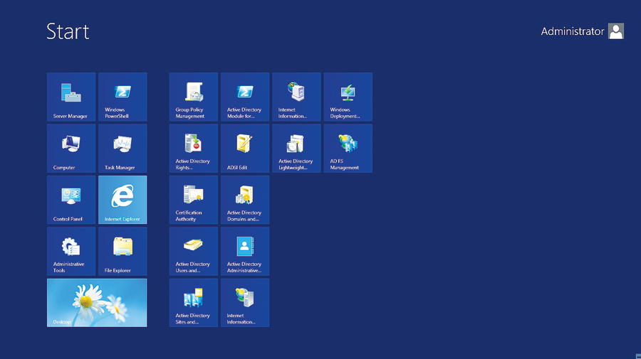 Windows Server 2012 interface 