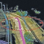 Using a mobile mapping system, Construction CAD Solutions can generate high-accuracy point cloud data--in multiple views, as shown above and at left--to assist in its utility design function.