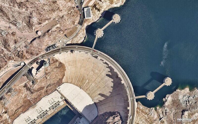Nearmap high-resolution aerial imagery of the Hoover Dam at 2.8" GSD.