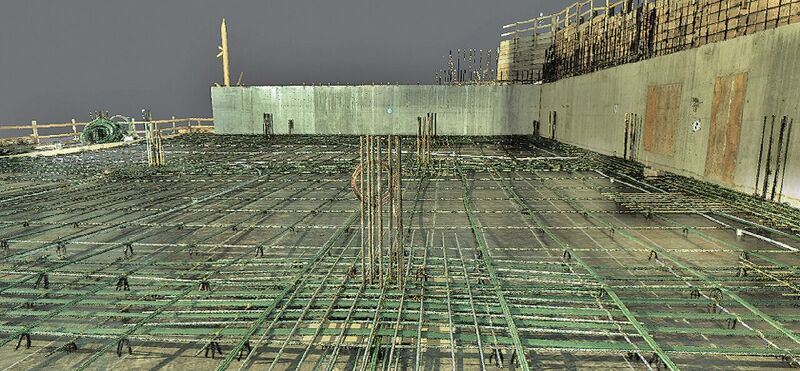 This point cloud provides clear doc-umentation on the steel reinforcement and post-tensioning cables minutes before they were covered in concrete.
