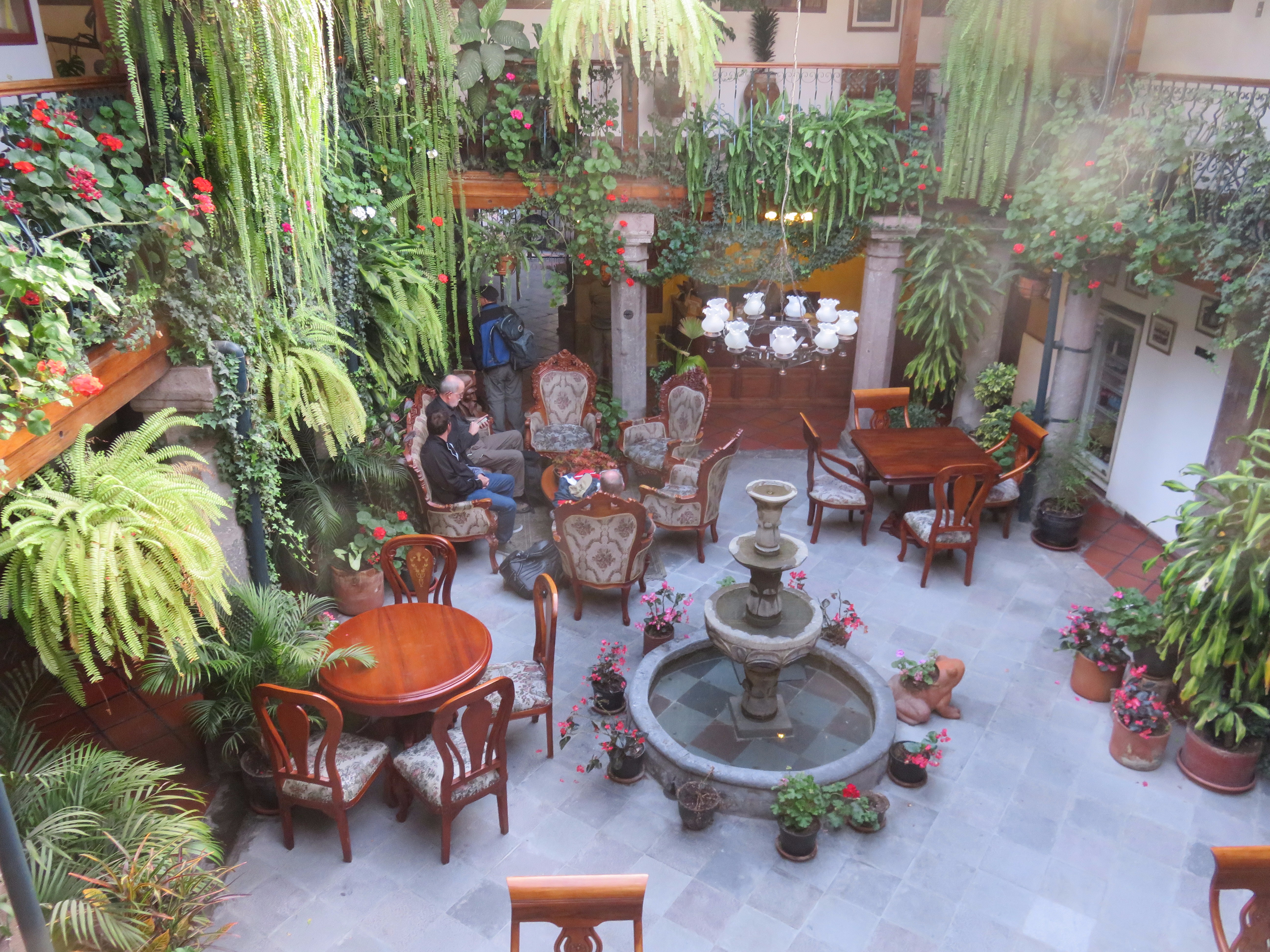 The lobby of the Hotel San Francisco de Quito where the team stayed.
