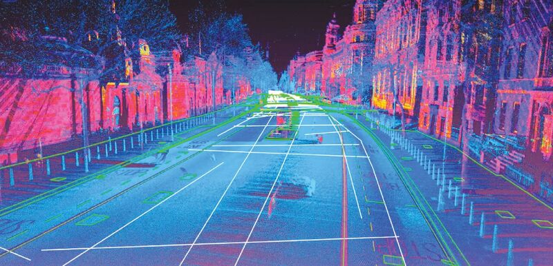 A demonstration scan of a London street; mobile lidar for above ground and GPR for below ground. Credit: Leica Geosystems (part of Hexagon).