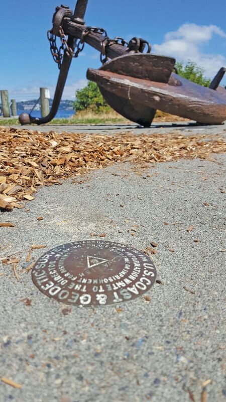 A frequently used Coast & Geodetic Survey (predecessor to the NGS) marker set in 1933, across the bay from Seattle.