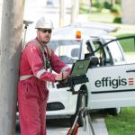 Effigis field crews collect data for utility companies, including pole inspection, structural analysis, and inventories.