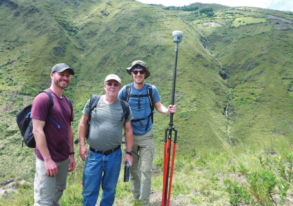 EWB volunteers (l to r) Ken Hendrick, John Hamilton, and James Kelly spent a week working in difficult terrain while on the project to provide water to Curingue.