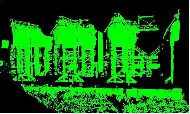 Chevron beta tested Cyrax on an oil & gas field in Kazakhstan. These images show the 3D laser scanner’s camera image of the vessels and the resulting point cloud scan.