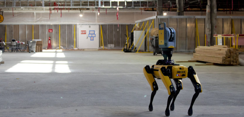 Boston Dynamics’ robot dog Spot waits to be called into use in a reconstruction project at Denver International Airport.