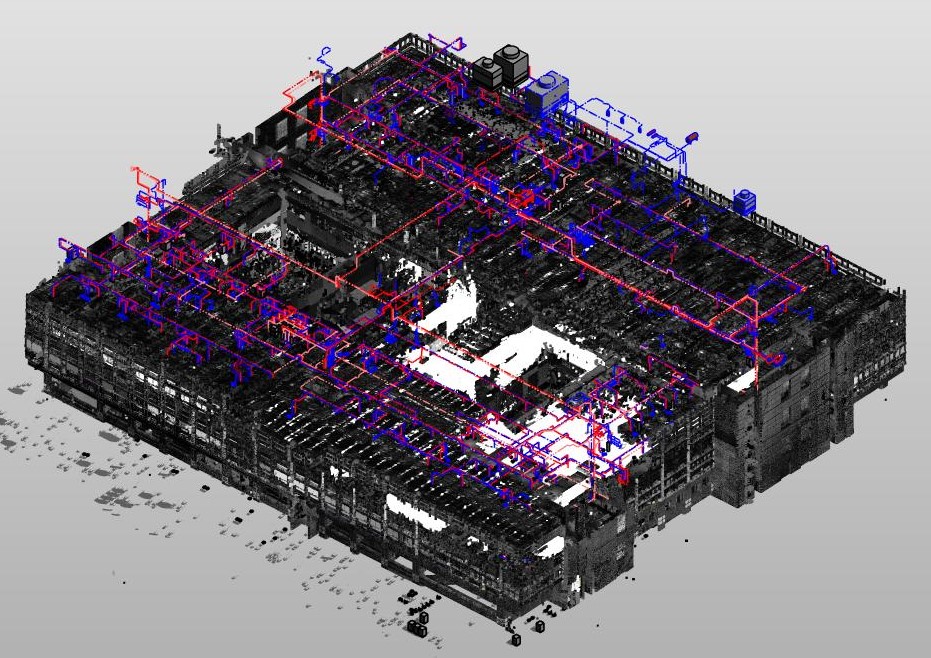 EdgeWise database with extracted elements from the point cloud– used modeling and transferred to design-authoring software like Revit.